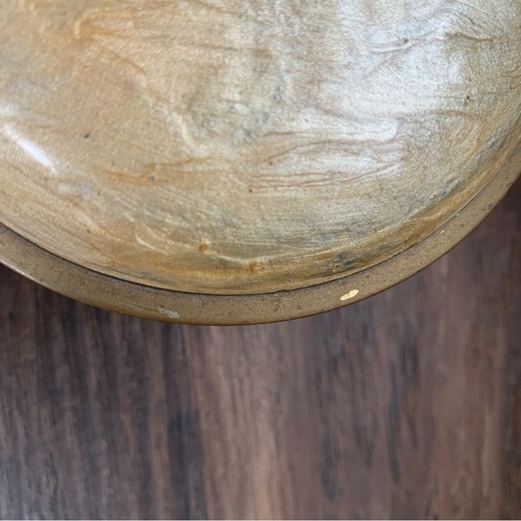 Vintage Etched Brass Enamel Chevron Dish with Lid - Picture 4 of 11